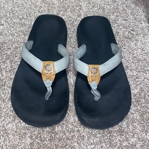 Silver Metallic Yellow Box Flip Flops